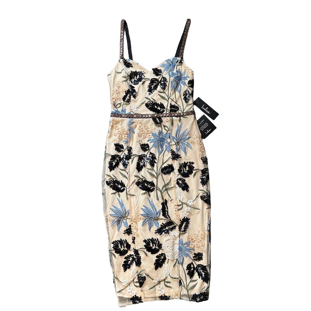 Altered - Lulus Show Stopper Cream Embroidered Sequin Midi Dress - XS